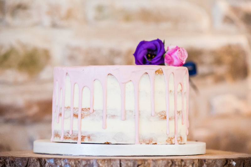 Wedding cake on Sheffield wedding at Hazel Gap Barn