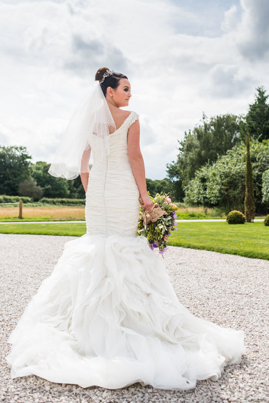 Joelle's wedding dress details from the back at Sheffield wedding