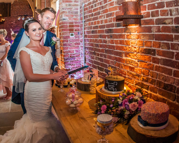 Wedding cake table in Sheffield at Hazel Gap Barn