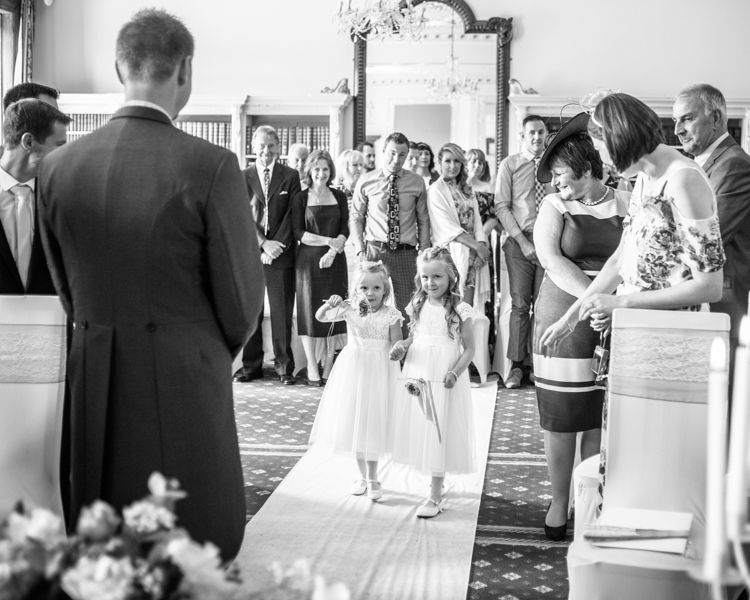 Flower girls in the ceremony at Wortley Hall