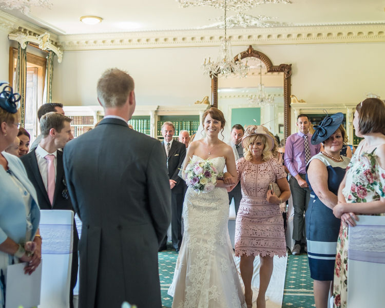 Bride walking up aisle at Wortley Hall