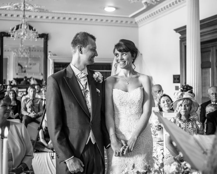 First chance to see each other for bride and groom at Wortley Hall