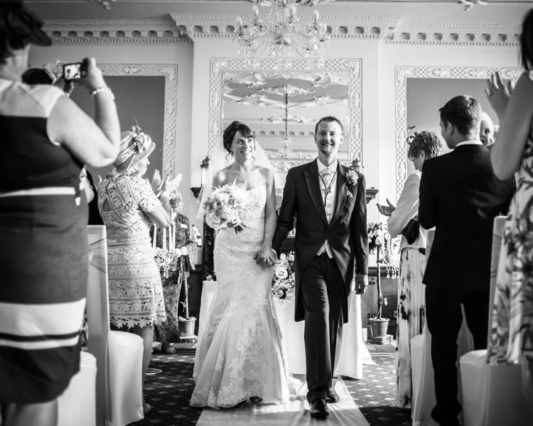 Walking down aisle at Wortley Hall in Sheffield