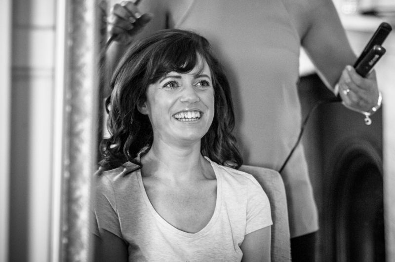 Rachel having her wedding hair done in Sheffield