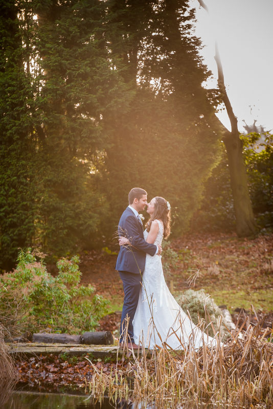 Bridal portraits in grounds Sheffield wedding photographers Whirlowbrook Hall