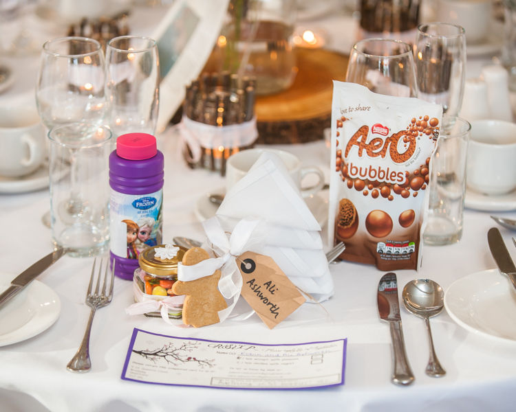Reception table details Sheffield wedding photographers Whirlowbrook Hall