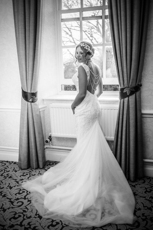 Amanda's backless wedding gown Hellaby Hall wedding photographers Rotherham