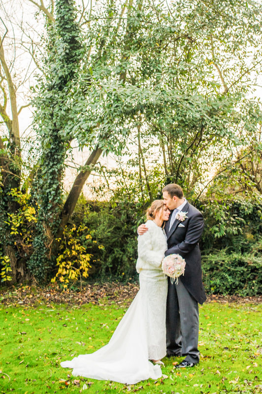 Bride and Groom portraits in Hellaby Hall grounds
