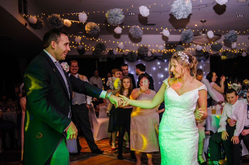Bride and groom dancing, Hellaby Hall wedding photographers Rotherham