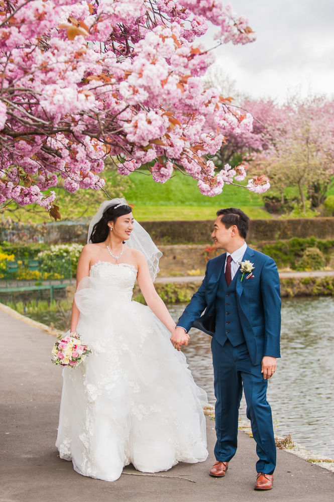 Bride and groom walking, Sheffield wedding photographer, Chinese wedding