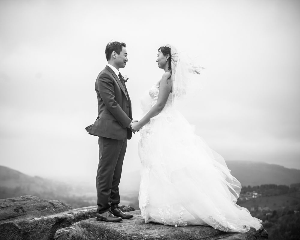 Bride and groom facing each other, Sheffield wedding photographer, Chinese wedding