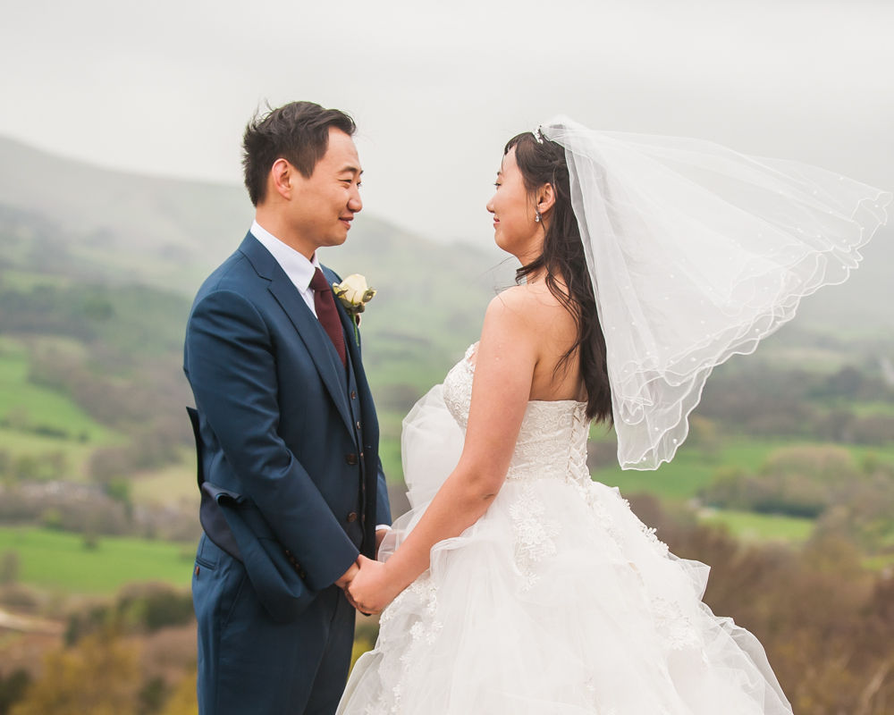 Veil blowing in wind, Sheffield wedding photographer, Chinese wedding