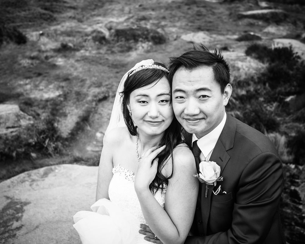 Bride and groom smiling, Sheffield wedding photographer, Chinese wedding