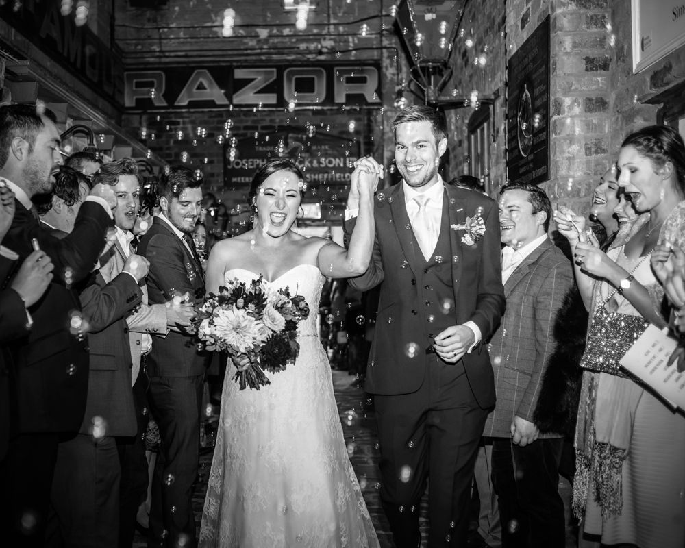 Bubbles confetti, Kelham Island wedding, Sheffield photographers