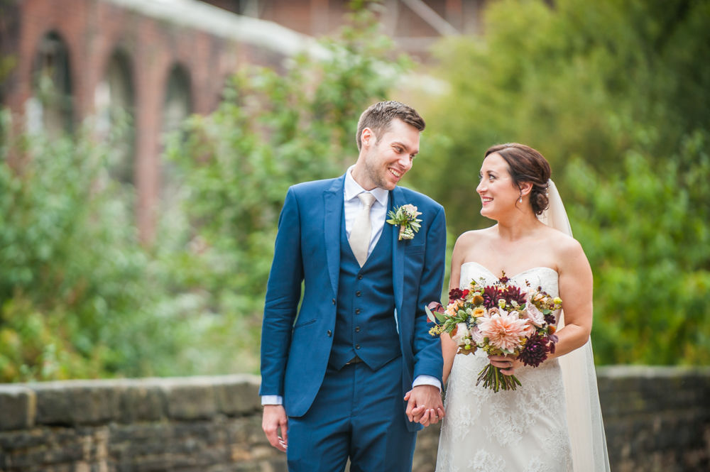 Walking outside, Kelham Island wedding, Sheffield photographers