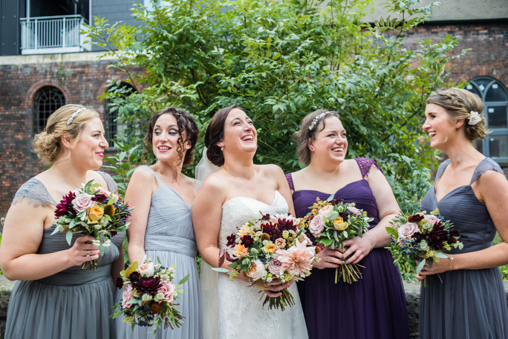 Bridesmaids laughing, Kelham Island wedding, Sheffield photographers