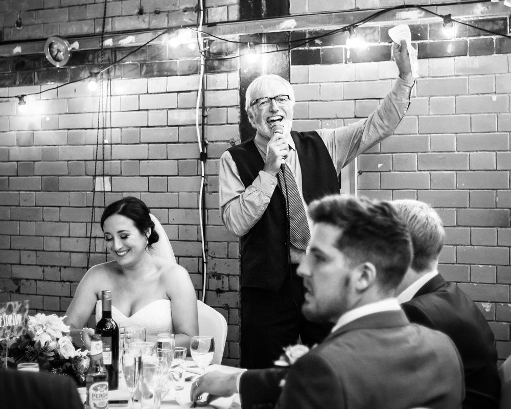 Dad's speech, Kelham Island wedding, Sheffield photographers