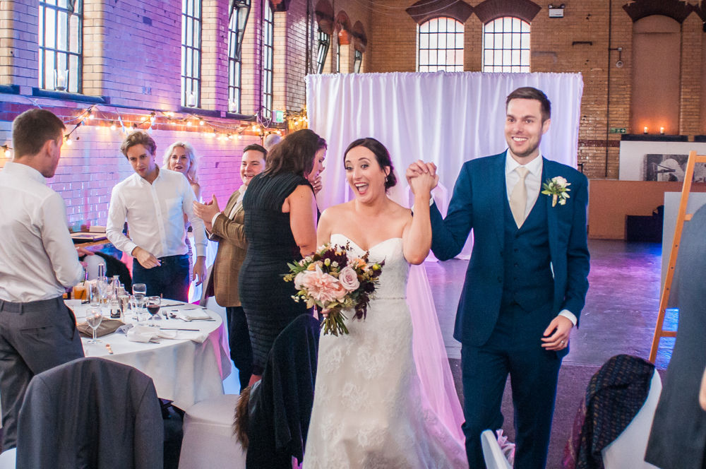 Entering reception, Kelham Island wedding, Sheffield photographers