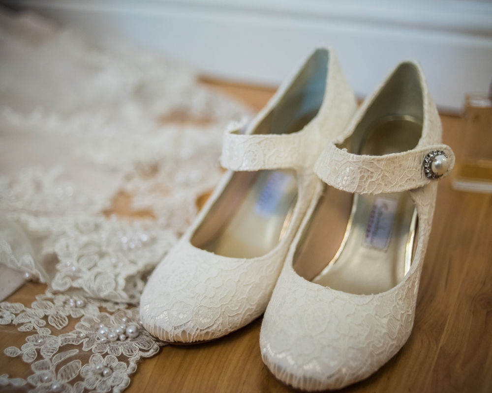 Bridal shoes, Maynard wedding, Sheffield photographers