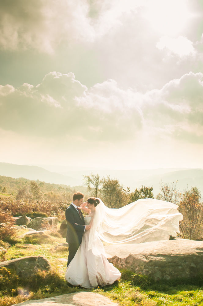 Veil and sun flare, Maynard Arms wedding, Sheffield photographers