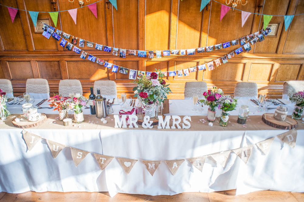 Top table details, Maynard Arms wedding, Sheffield photographers