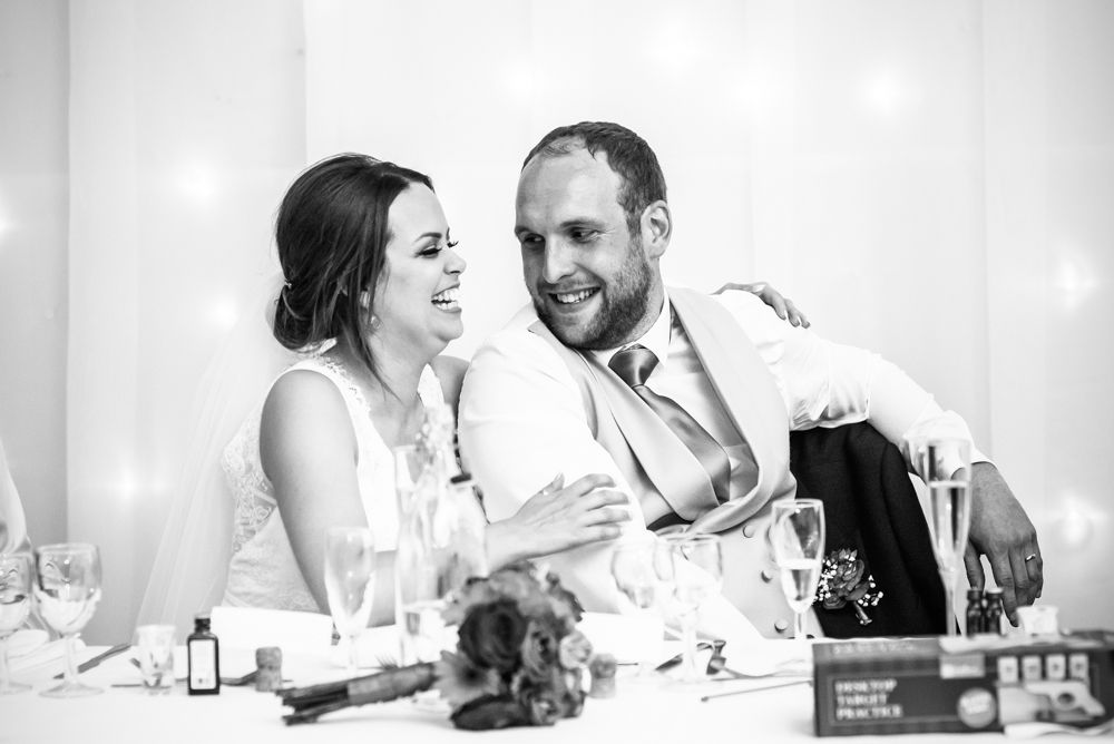 Sheffield wedding photographers, Tankersley Manor , speeches bride reaction