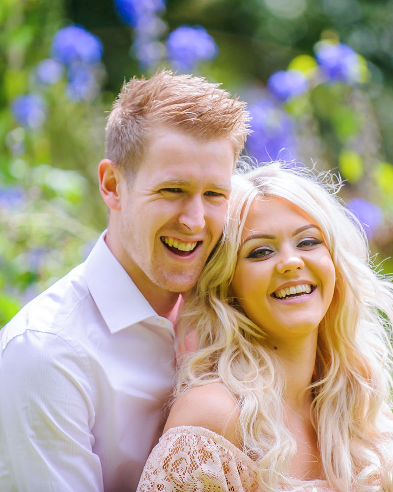Laughing, pre-wedding photos, Sheffield Botanical Gardens