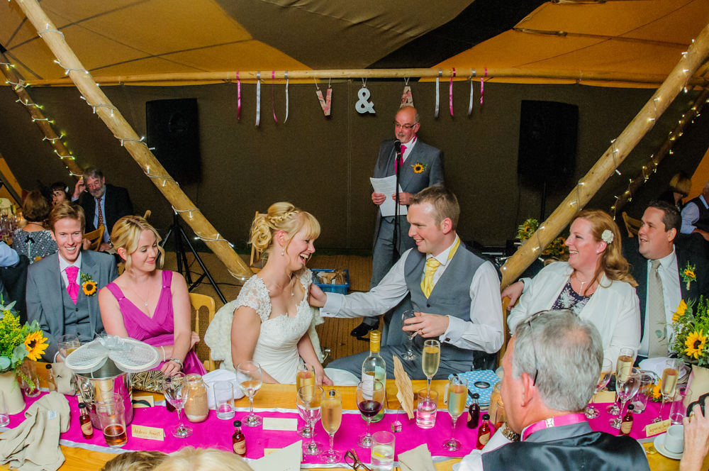 Speeches inside the teepee, Sheffield wedding photographers, Smallshaw Farm Cottages