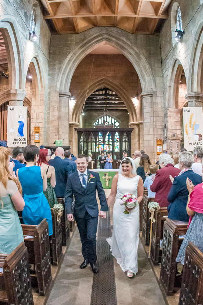 Bride and Groom walking down aisle, Sheffield weddings
