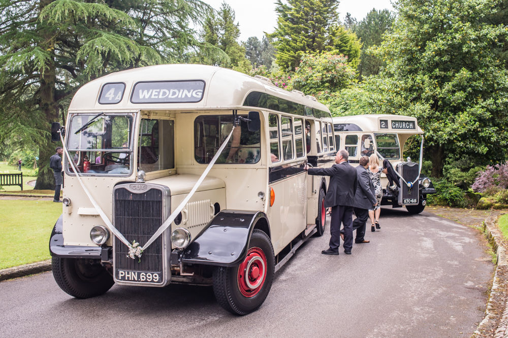 Vintage buses arriving at Whirlowbrook Hall, Sheffield