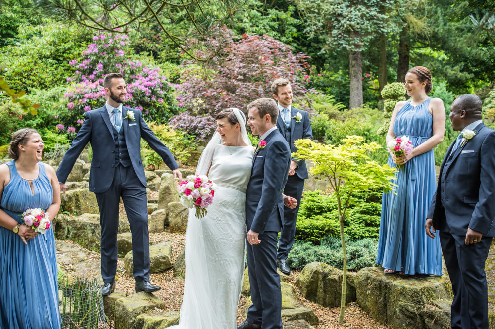 Fun bridal party poses, Sheffield wedding photographers, Whirlowbrook Hall