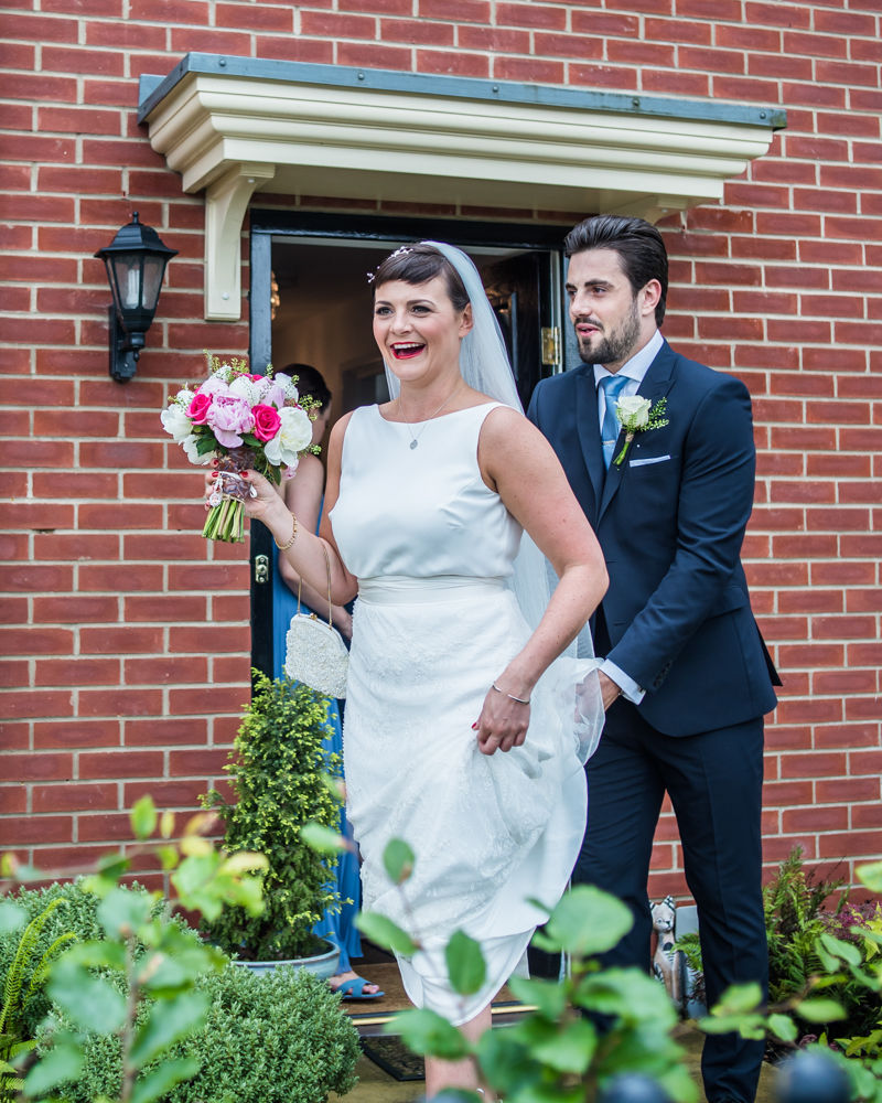 Bride leaving house, Sheffield wedding photographers