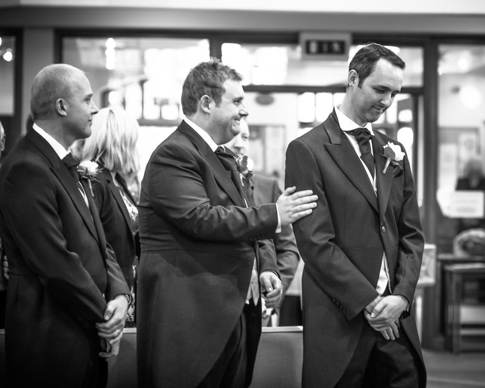 Groom nervously waiting for bride, Sheffield weddings