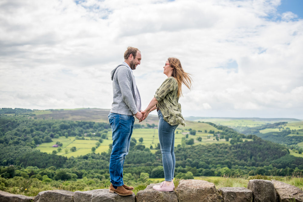 Standing looking over Hathersage Valley, Sheffield wedding photographers