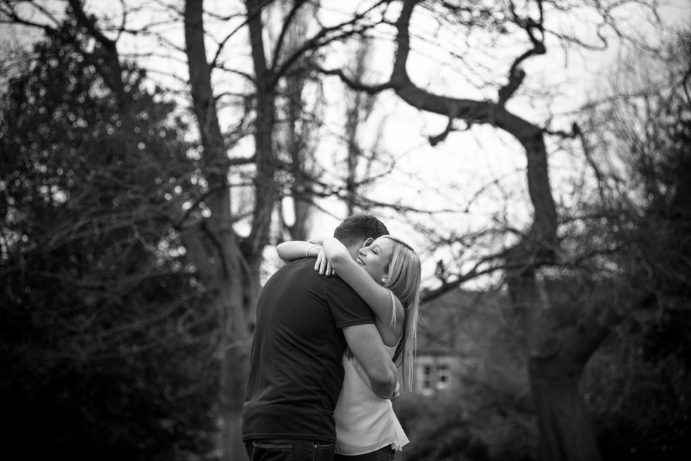 couple hugging, Botanical Gardens Sheffield wedding photographers
