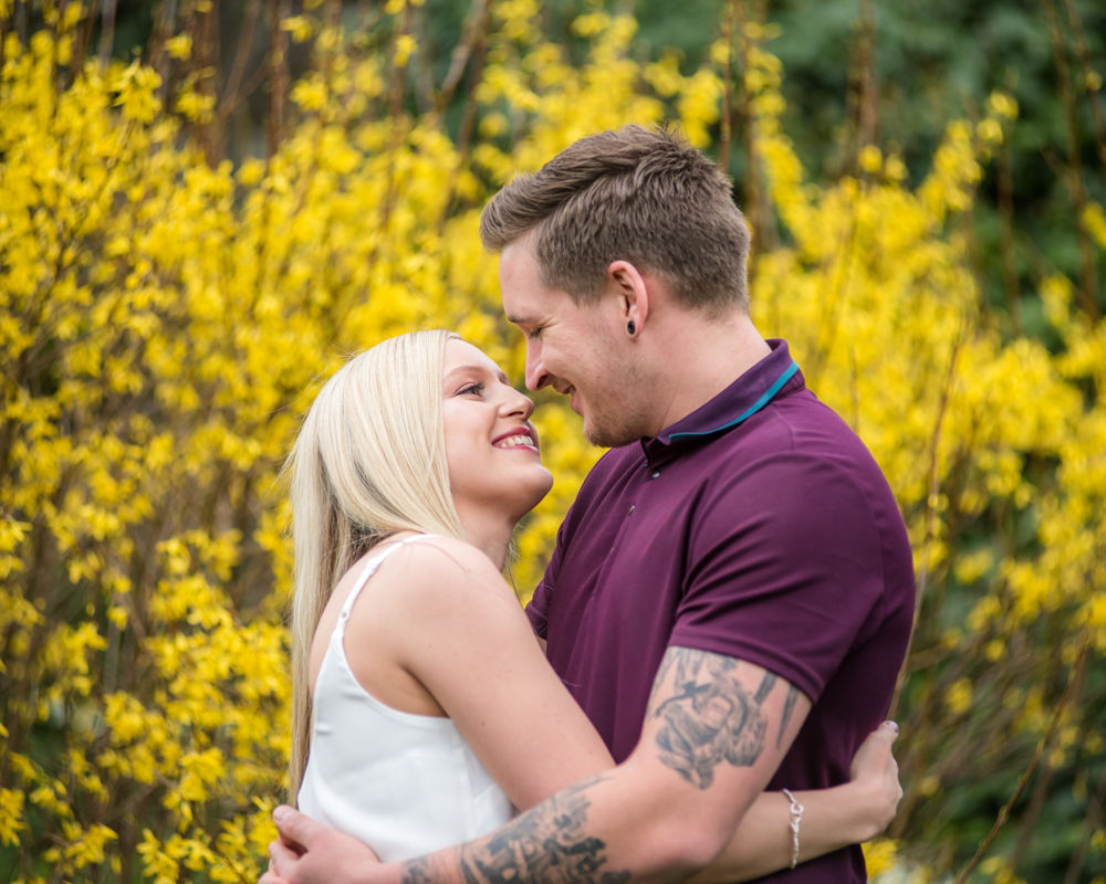 Looking at each other, Botanical Gardens Sheffield wedding photographers