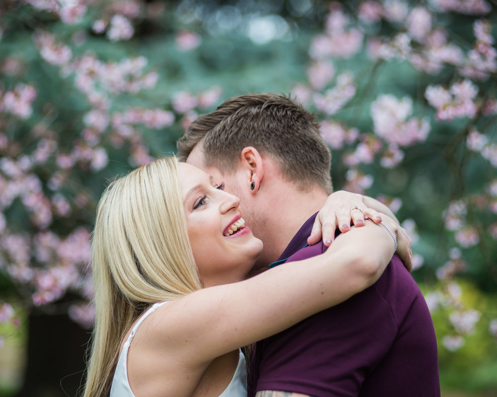 Couple hugging, Botanical Gardens Sheffield wedding photographers