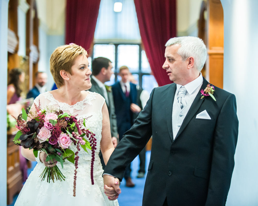 Walking down aisle, Sheffield town hall weddings