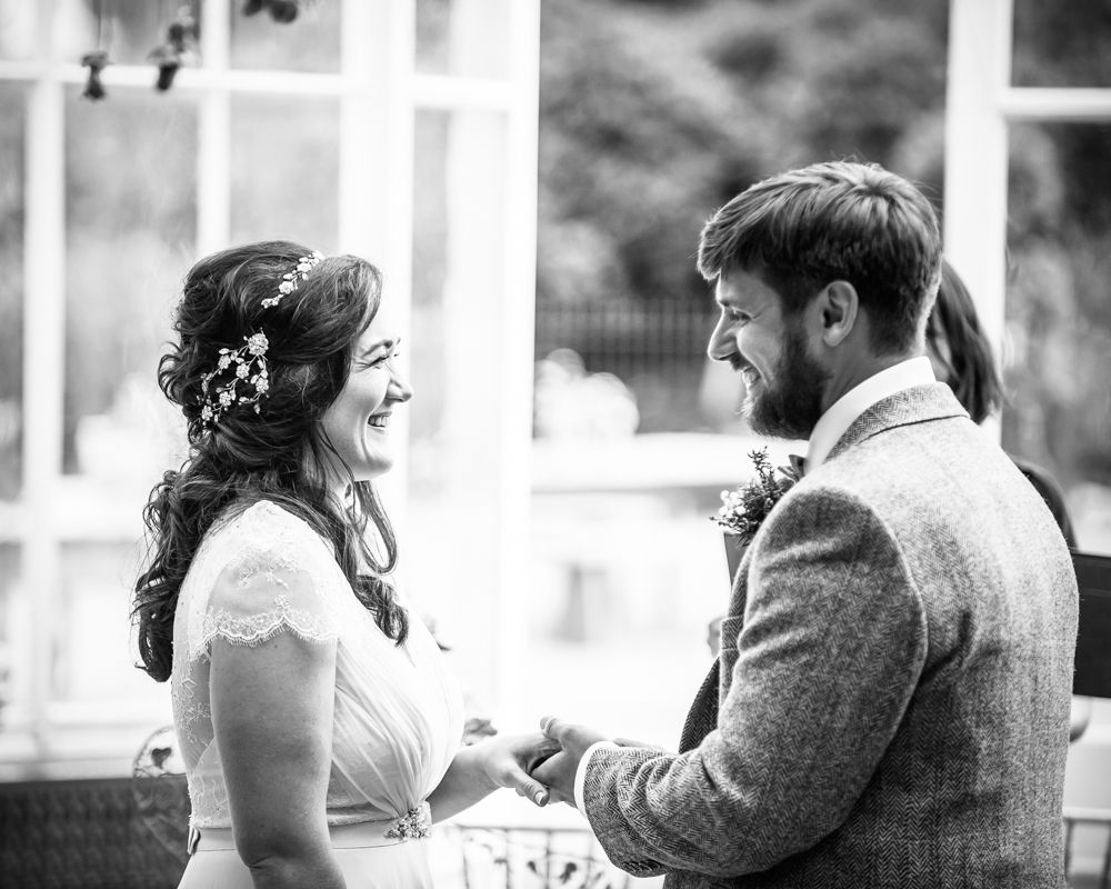 Ring exchange,  Wentworth Castle Garden wedding, Sheffield photographers