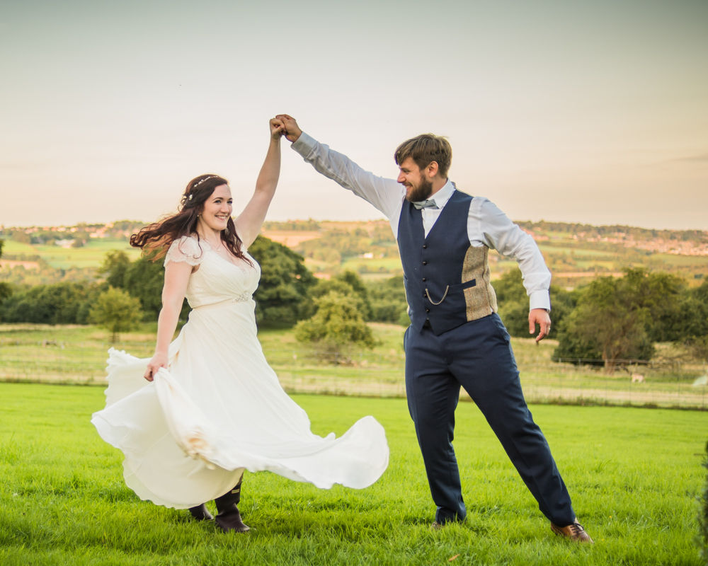 Groom twirling bride,  Wentworth Castle Garden wedding, Sheffield photographers