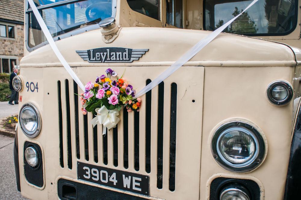 vintage bus,  Wentworth Castle Garden wedding, Sheffield photographers