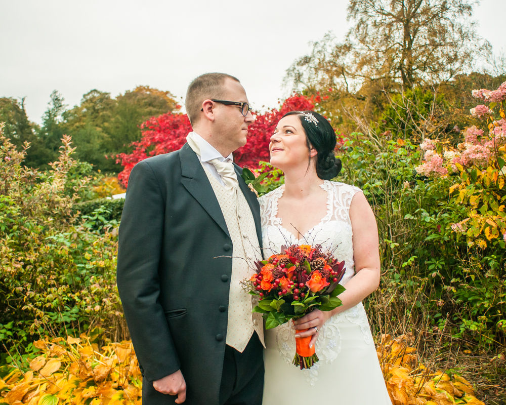 Autumnal grounds of venue, Wortley Hall wedding, Sheffield wedding photographers