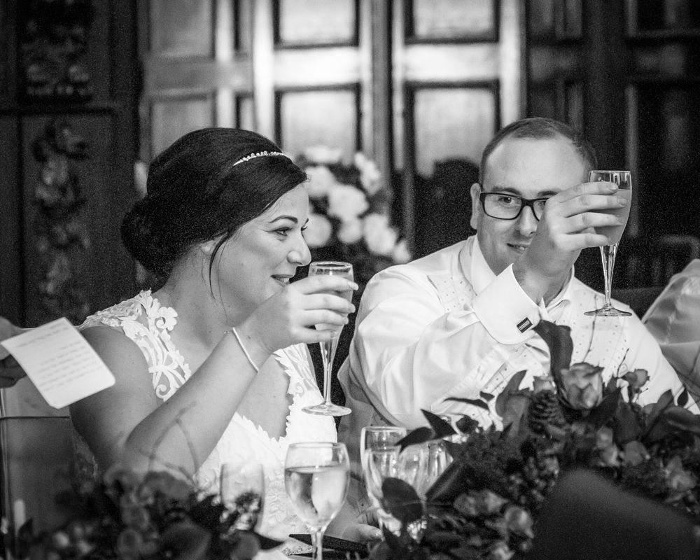 Cheers on speeches, Wortley Hall wedding, Sheffield wedding photographers