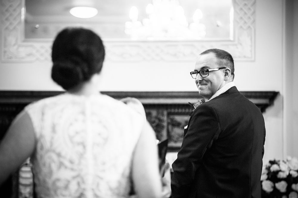 Groom looking back, Wortley Hall wedding, Sheffield wedding photographers