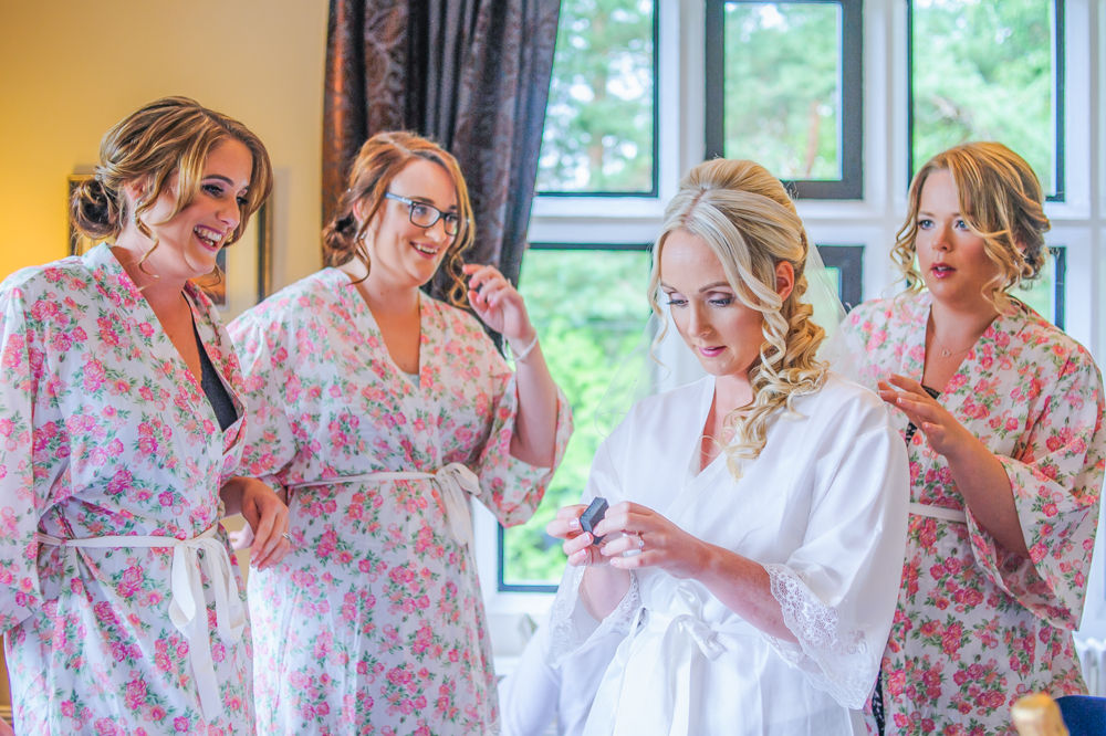 Bride and bridesmaids getting ready, Maynard wedding photography Sheffield