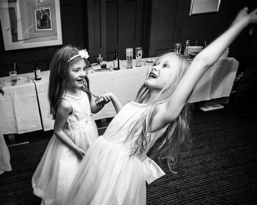 Flowergirls dancing, Sheffield wedding photography