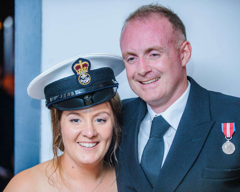 Bride with Navy cap, Sheffield wedding photography