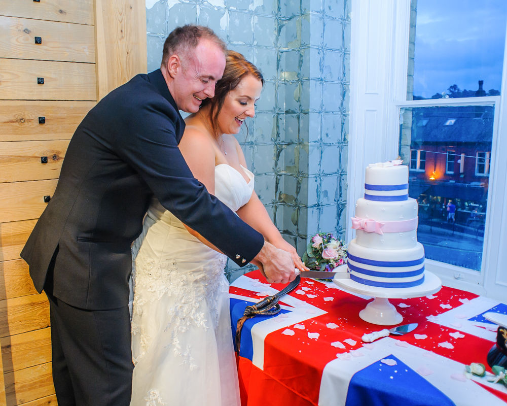 Navy military cake cutting, Sheffield wedding photography