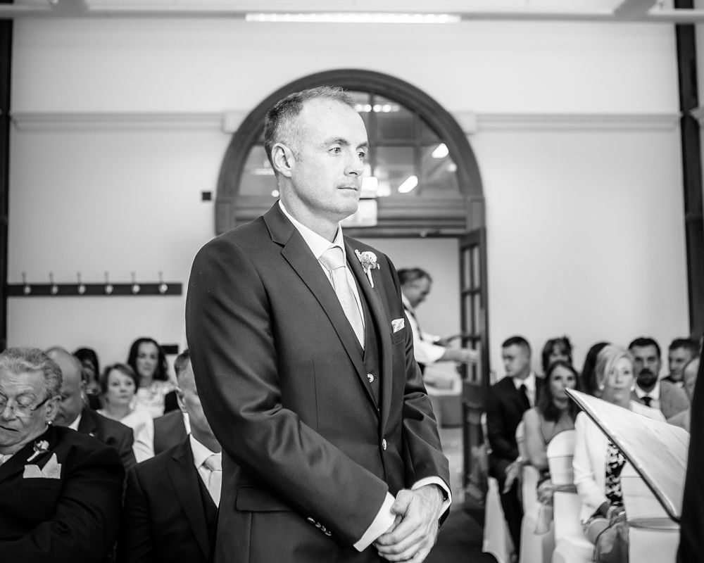 Groom waiting before ceremony, Sheffield Town Hall weddings