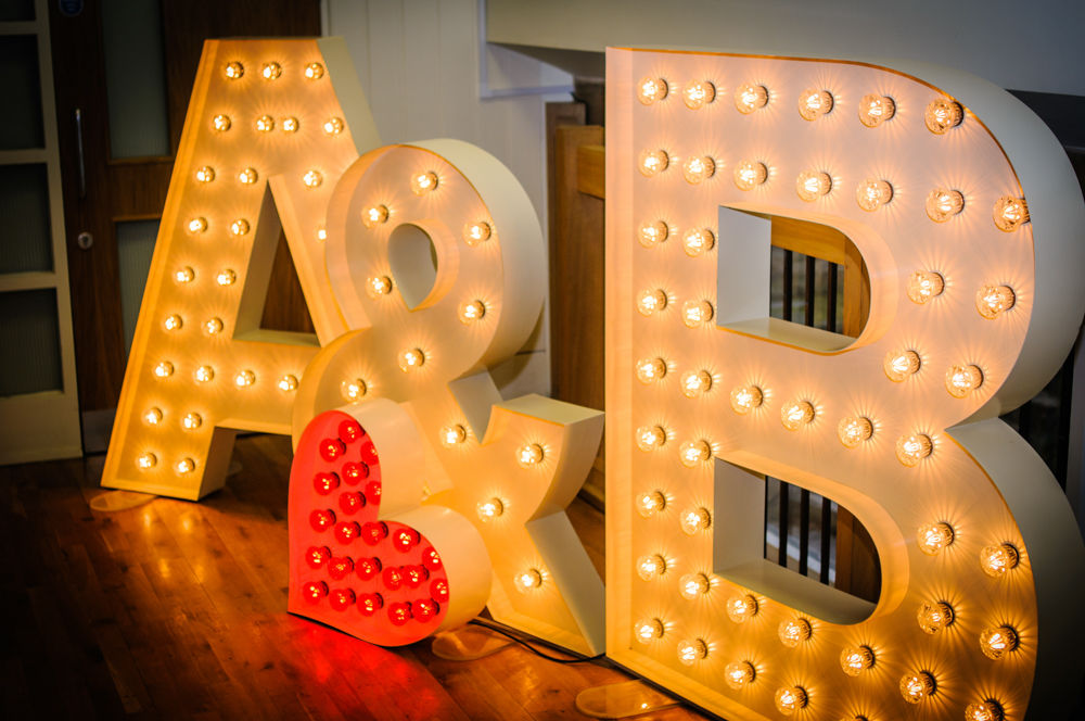 Light up wedding letters on dancefloor, Lake District weddings